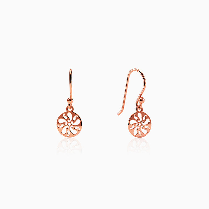 Rose Gold Floral Cutout Dangler Earrings