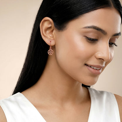 Rose Gold Floral Cutout Dangler Earrings