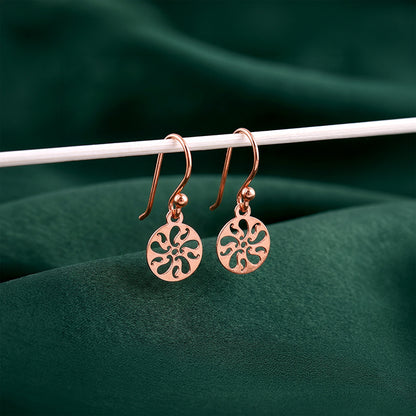Rose Gold Floral Cutout Dangler Earrings
