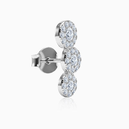 Silver Triple Orb Pave Earrings