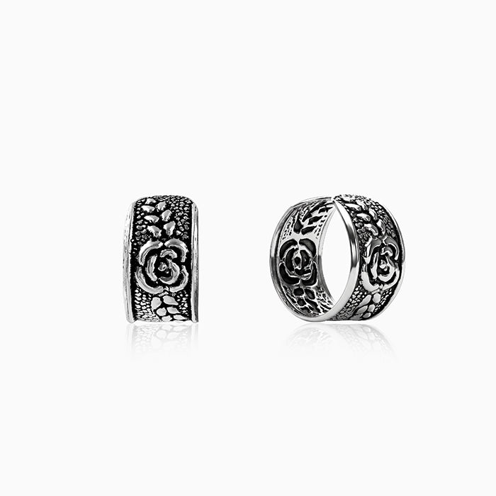 Oxidised Textured Leaf Cuff Earrings