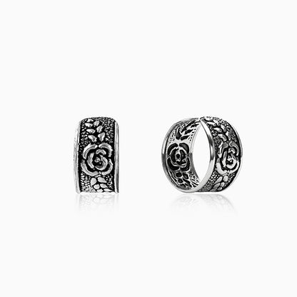 Oxidised Textured Leaf Cuff Earrings