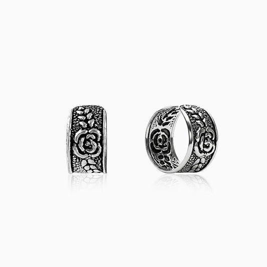 Oxidised Textured Leaf Cuff Earrings