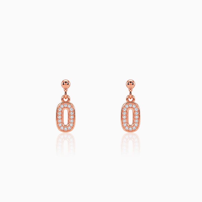 Rose Gold Pave Oval Drop Earrings