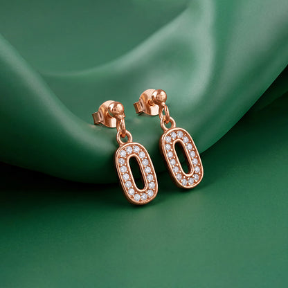 Rose Gold Pave Oval Drop Earrings