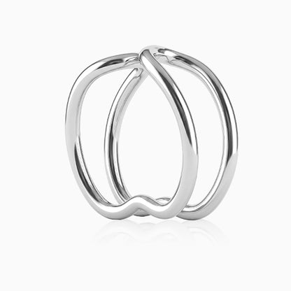 Silver Luxe Heart Cuff Earrings