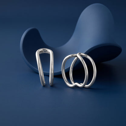 Silver Luxe Heart Cuff Earrings
