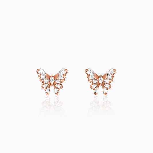 Rose Gold Art Butterfly Stud Earrings