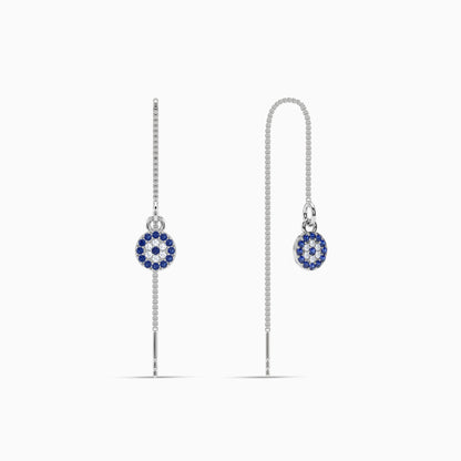 Silver Evil Eye Sui Dhaga Earrings