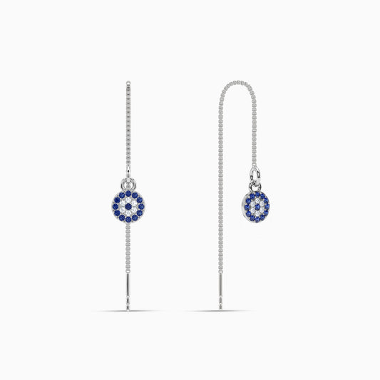Silver Evil Eye Sui Dhaga Earrings