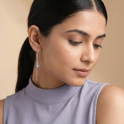 Silver Evil Eye Sui Dhaga Earrings
