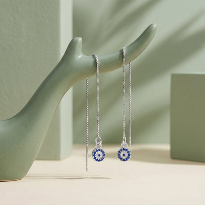 Silver Evil Eye Sui Dhaga Earrings