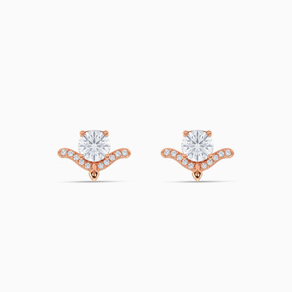 Rose Gold Winged Solitaire Studs