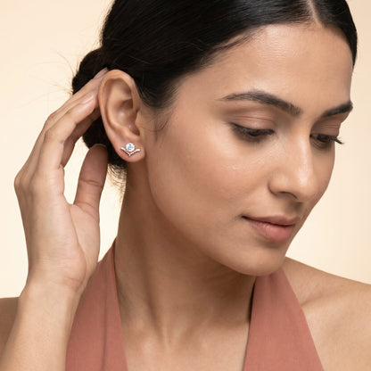 Rose Gold Winged Solitaire Studs