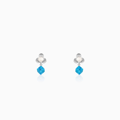 Silver Pearl Prism Drop Earrings