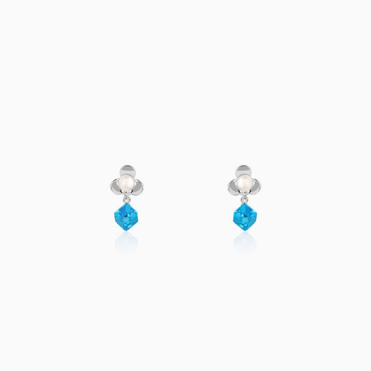 Silver Pearl Prism Drop Earrings
