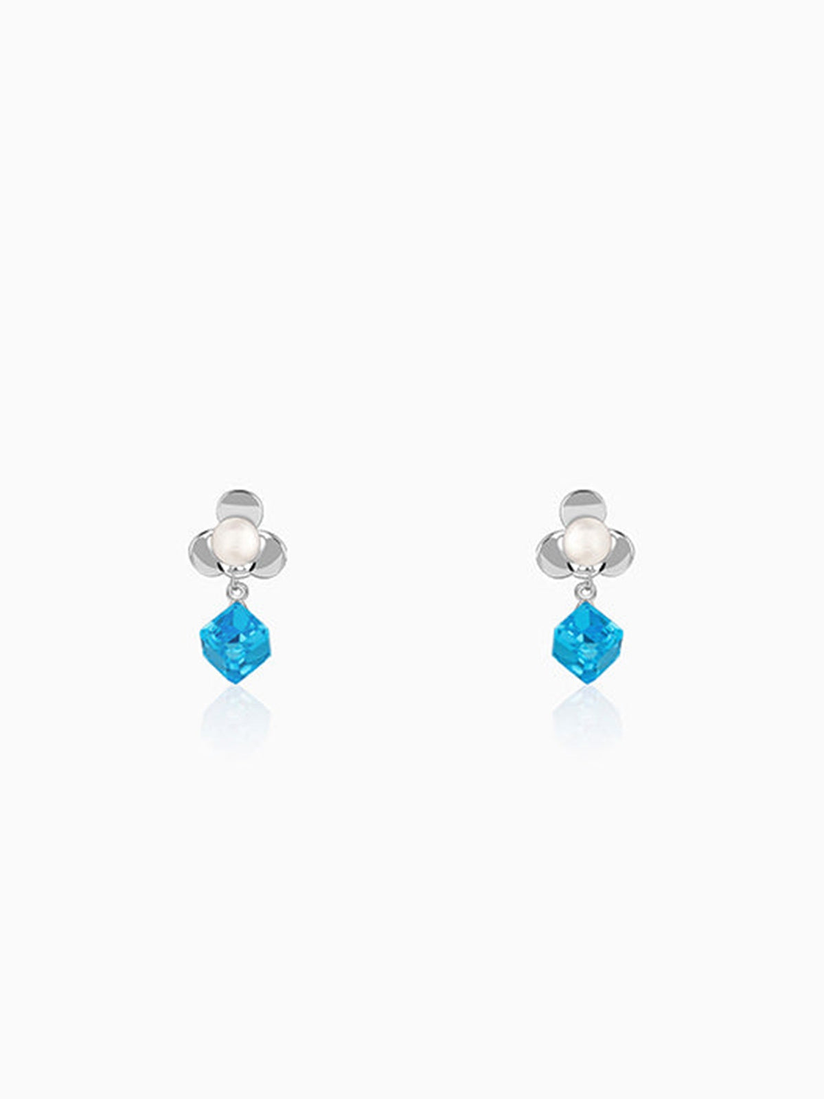 Silver Pearl Prism Drop Earrings