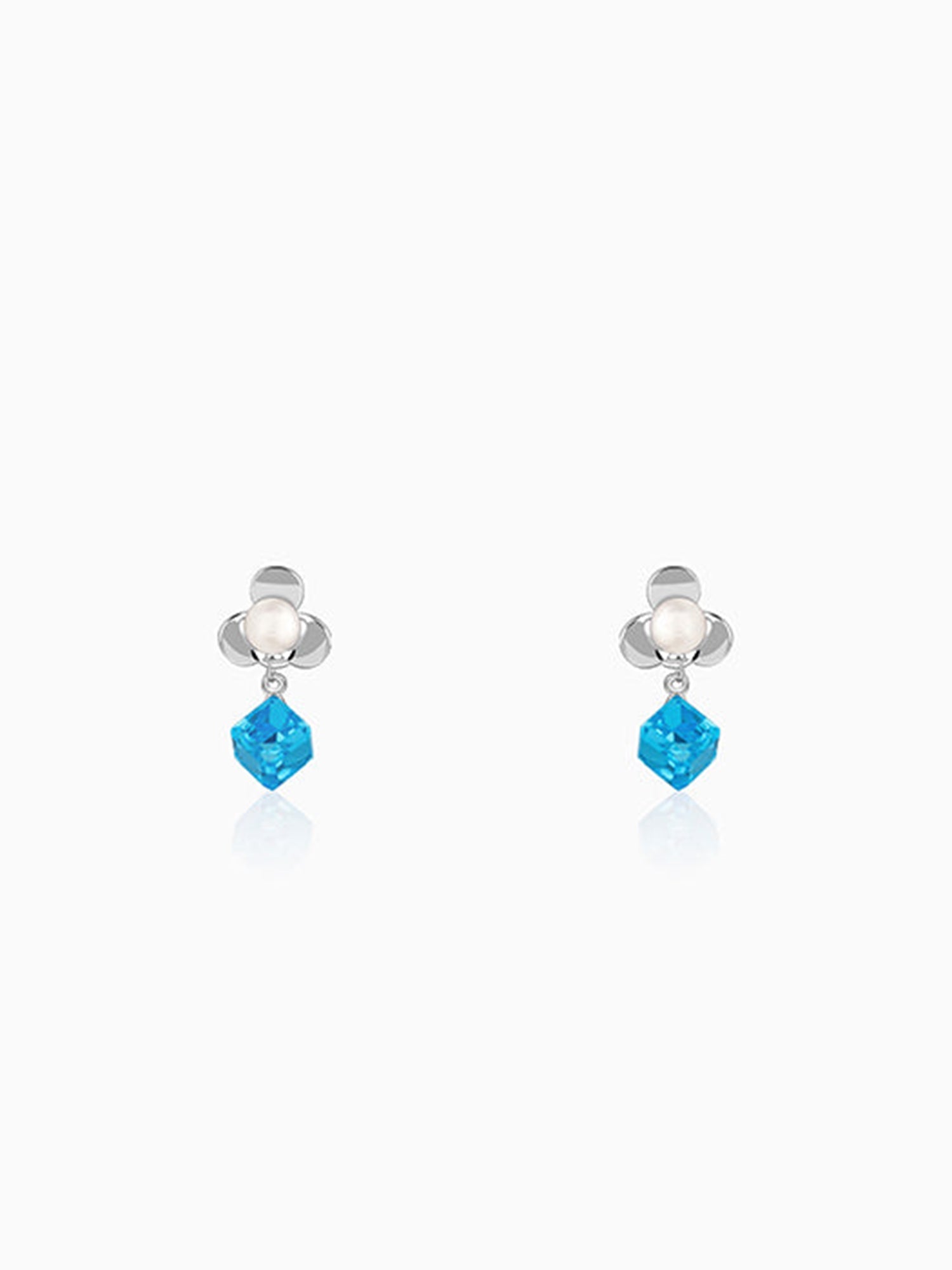 Silver Pearl Prism Drop Earrings