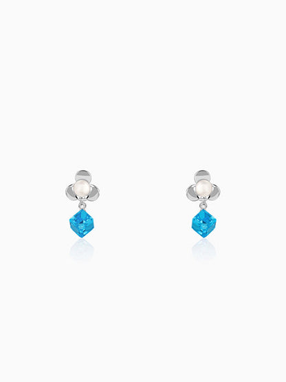 Silver Pearl Prism Drop Earrings