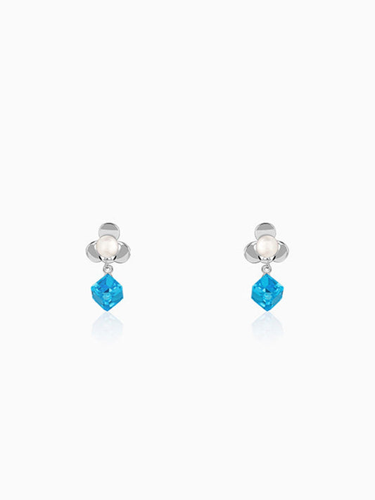 Silver Pearl Prism Drop Earrings