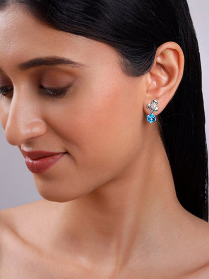 Silver Pearl Prism Drop Earrings