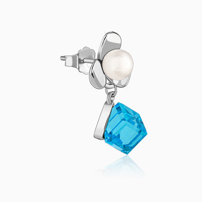 Silver Pearl Prism Drop Earrings