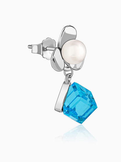 Silver Pearl Prism Drop Earrings