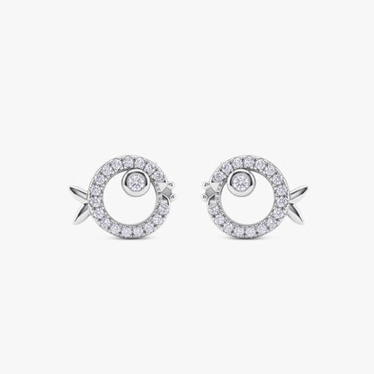 Silver Cute Fish Stud Earrings