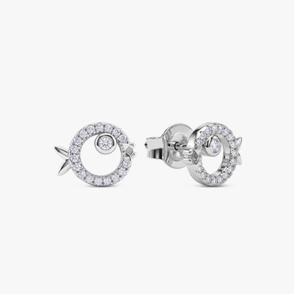 Silver Cute Fish Stud Earrings