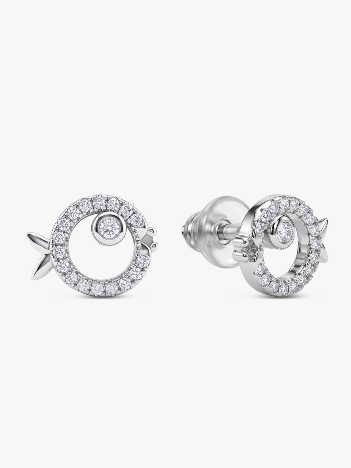 Silver Cute Fish Stud Earrings
