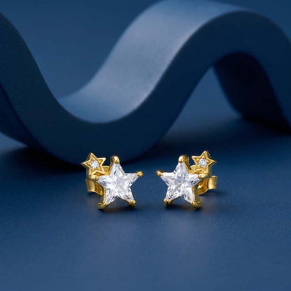 Golden Modern Star Studs