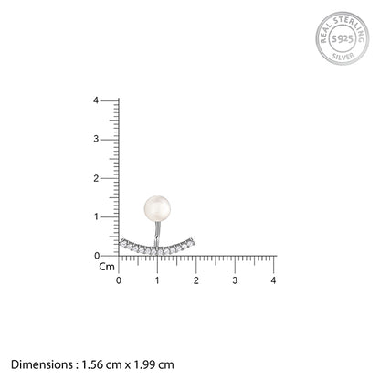 Silver Pearl Ear Jacket Earrings