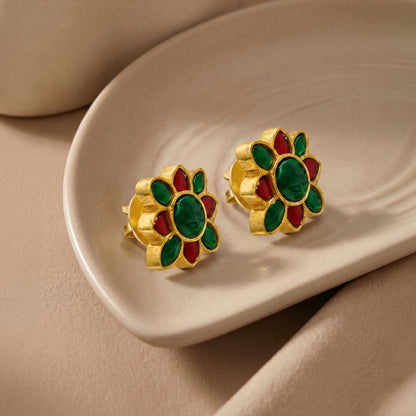 Golden Kusum Stud Earrings