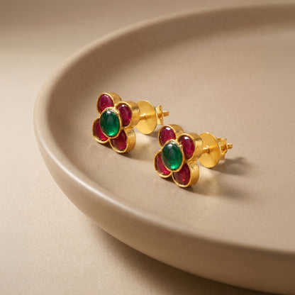 Golden Sarika Stud Earrings