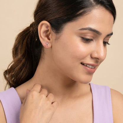 Rose Gold Trinity Stud Earrings
