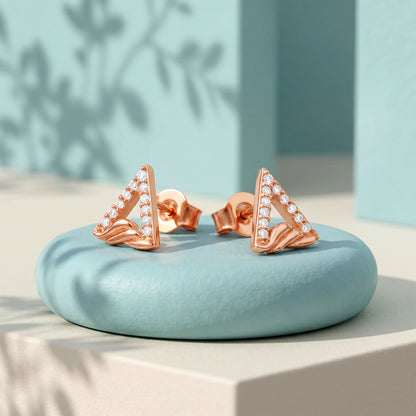 Rose Gold Trinity Stud Earrings