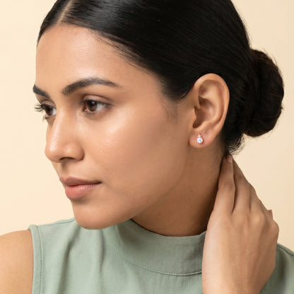 Rose Gold Bud Spark Stud Earrings