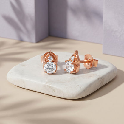 Rose Gold Bud Spark Stud Earrings