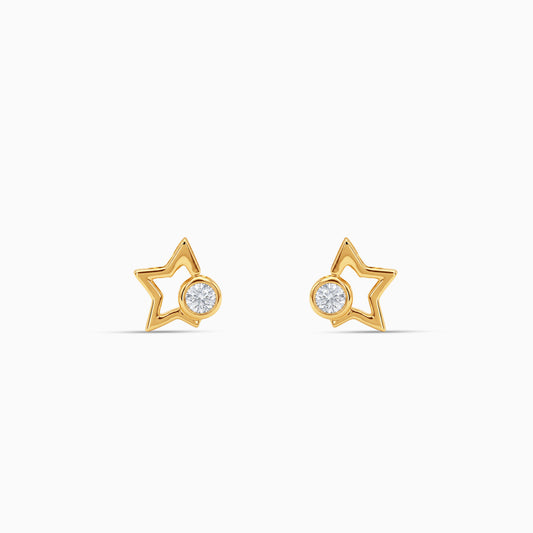 Golden Cosmic Star Stud Earrings