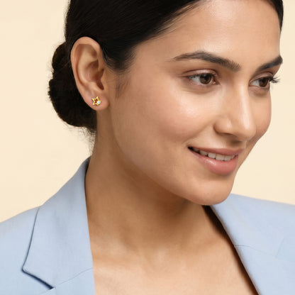 Golden Cosmic Star Stud Earrings