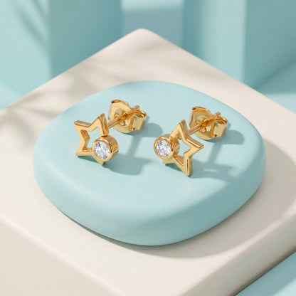 Golden Cosmic Star Stud Earrings