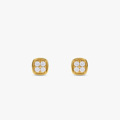 Golden Square CZ Stud Earrings