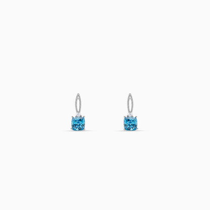 Silver Blue Crystal Drop Earrings