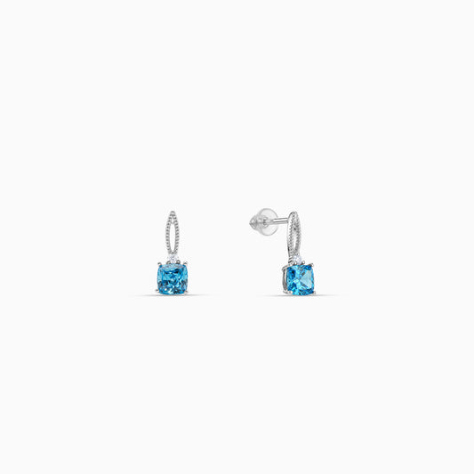 Silver Blue Crystal Drop Earrings