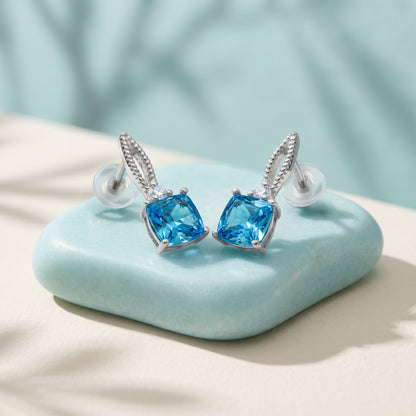 Silver Blue Crystal Drop Earrings