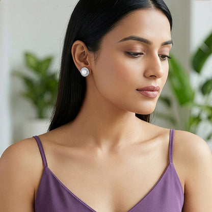 Silver Soft Aura Pearl Earrings