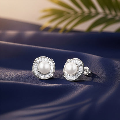 Silver Soft Aura Pearl Earrings