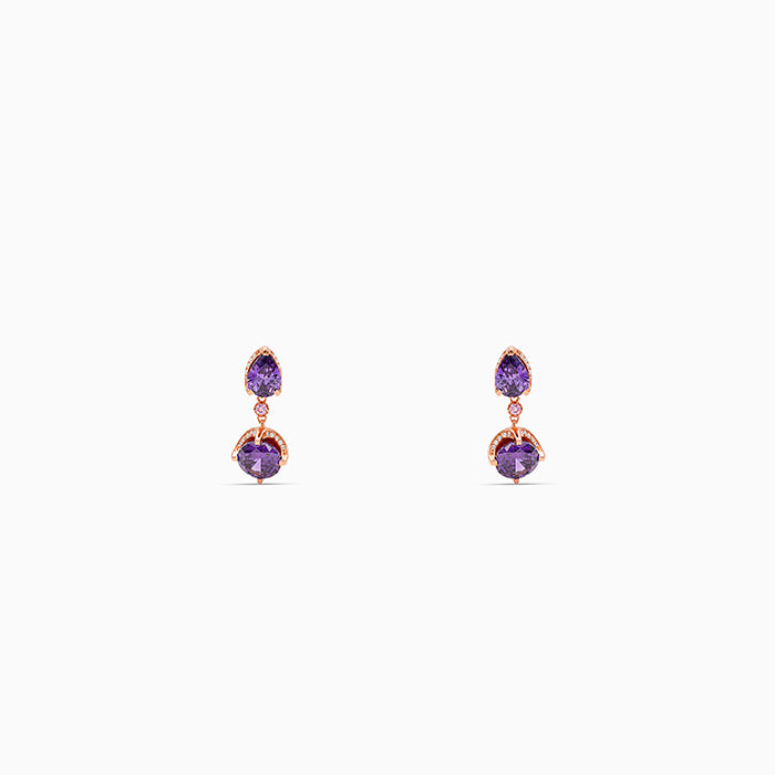 Rose Gold Amethystos Drop Earrings
