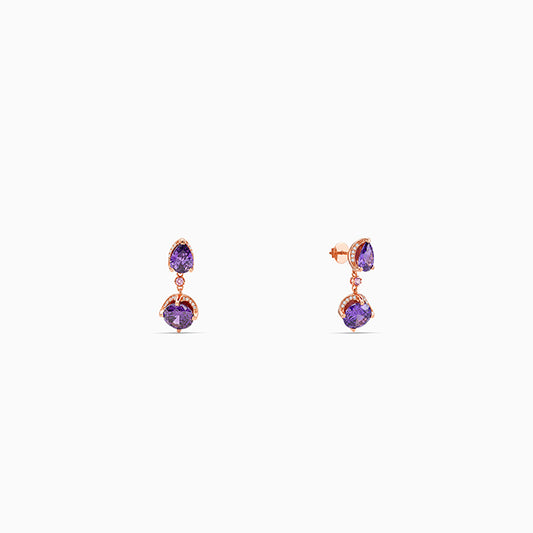 Rose Gold Amethystos Drop Earrings
