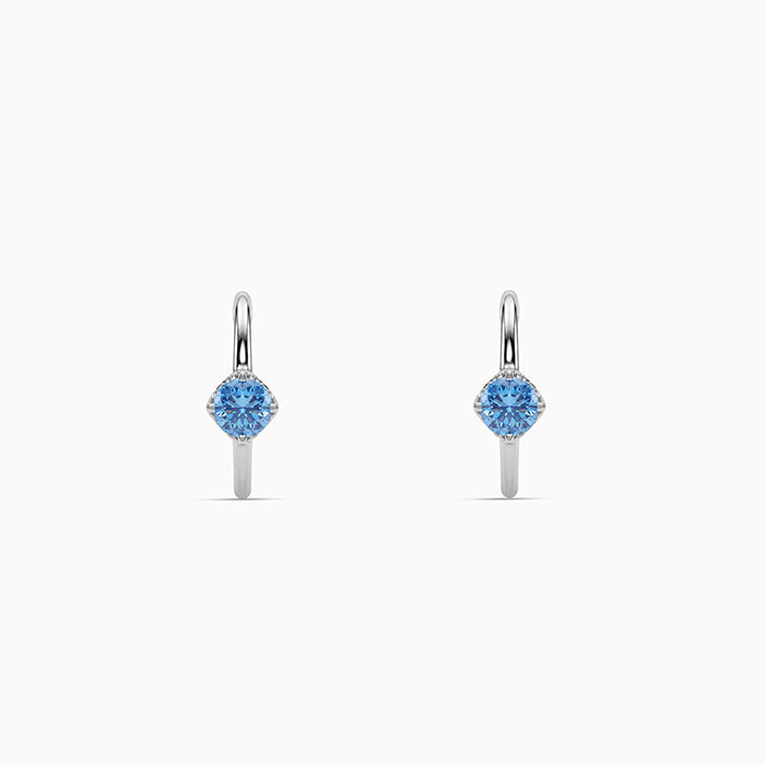 Silver Sky Blue Hoop Earrings